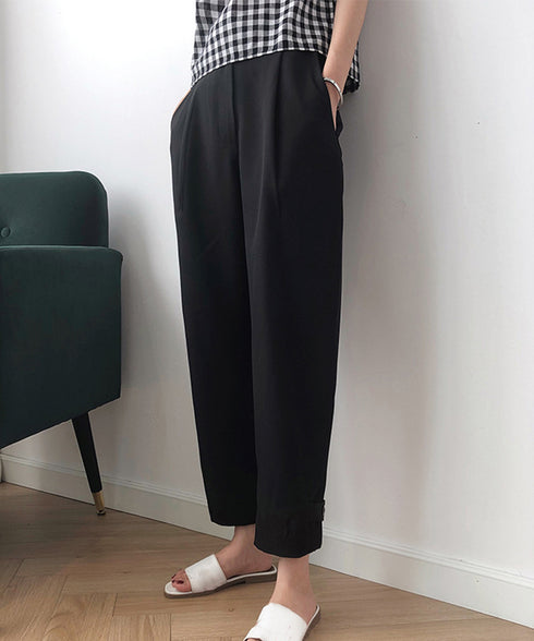 テーパードパンツ タックパンツ ゆったり 美脚シルエット アンクル丈 パンツ オフィスカジュアル 夏 レディース イージーパンツ AMYX-86012