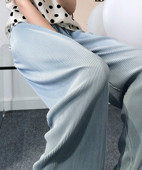 プリーツ パンツ ストレート レディース 韓国ファッション 美脚パンツ ウエストゴム ゆったり パンツ きれいめ ロングパンツ AMYX-86018