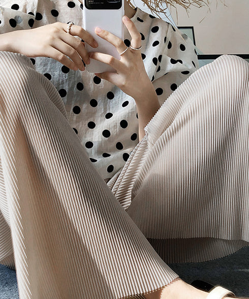 プリーツ パンツ ストレート レディース 韓国ファッション 美脚パンツ ウエストゴム ゆったり パンツ きれいめ ロングパンツ AMYX-86018