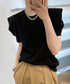 パフスリーブ Tシャツレディース 無地 ラウンドネック 半袖 カットソー 大人かわいい プルオーバー シンプル シャツブラウス 着やせ AMYX-86029