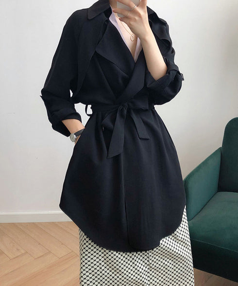 韓国 トレンチコート ハーフ丈レディース 秋服コーディガン 薄手 ライトアウター 高みえ おしゃれ ウエストベルト トップス30代40代50代 AMYX-86035