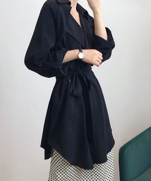 韓国 トレンチコート ハーフ丈レディース 秋服コーディガン 薄手 ライトアウター 高みえ おしゃれ ウエストベルト トップス30代40代50代 AMYX-86035