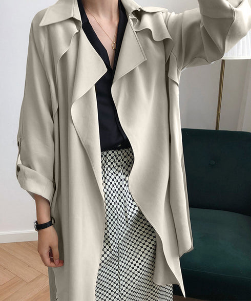 韓国 トレンチコート ハーフ丈レディース 秋服コーディガン 薄手 ライトアウター 高みえ おしゃれ ウエストベルト トップス30代40代50代 AMYX-86035