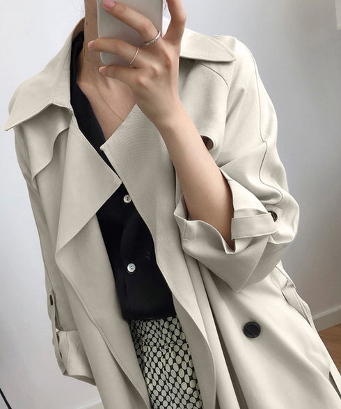 韓国 トレンチコート ハーフ丈レディース 秋服コーディガン 薄手 ライトアウター 高みえ おしゃれ ウエストベルト トップス30代40代50代 AMYX-86035