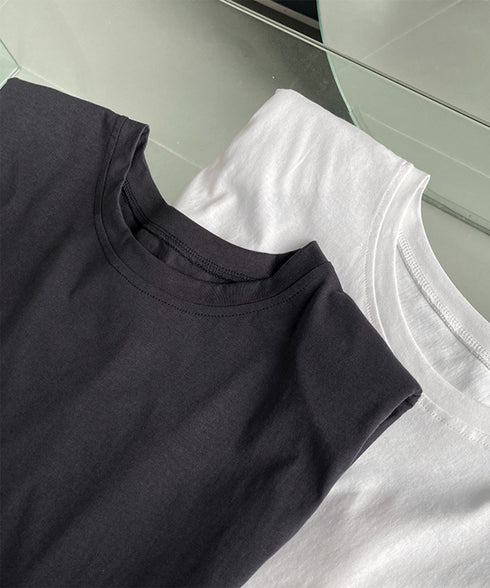 ノースリーブ tシャツ レディース韓国風 シンプル クルーネック カットソー 無地 プルオーバー 夏 ゆったり 肩パッド付き Tシャツ オフィスカジュアル 涼しい AMYX-86065