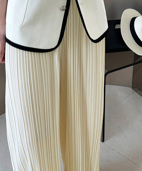 プリーツパンツ レディース ワイドパンツ 韓国風 リラックスパンツ ウエストゴム ボトムス 大人カジュアル ストレートパンツ 体型カバー イージーパンツ 着やせ AMYX-86068