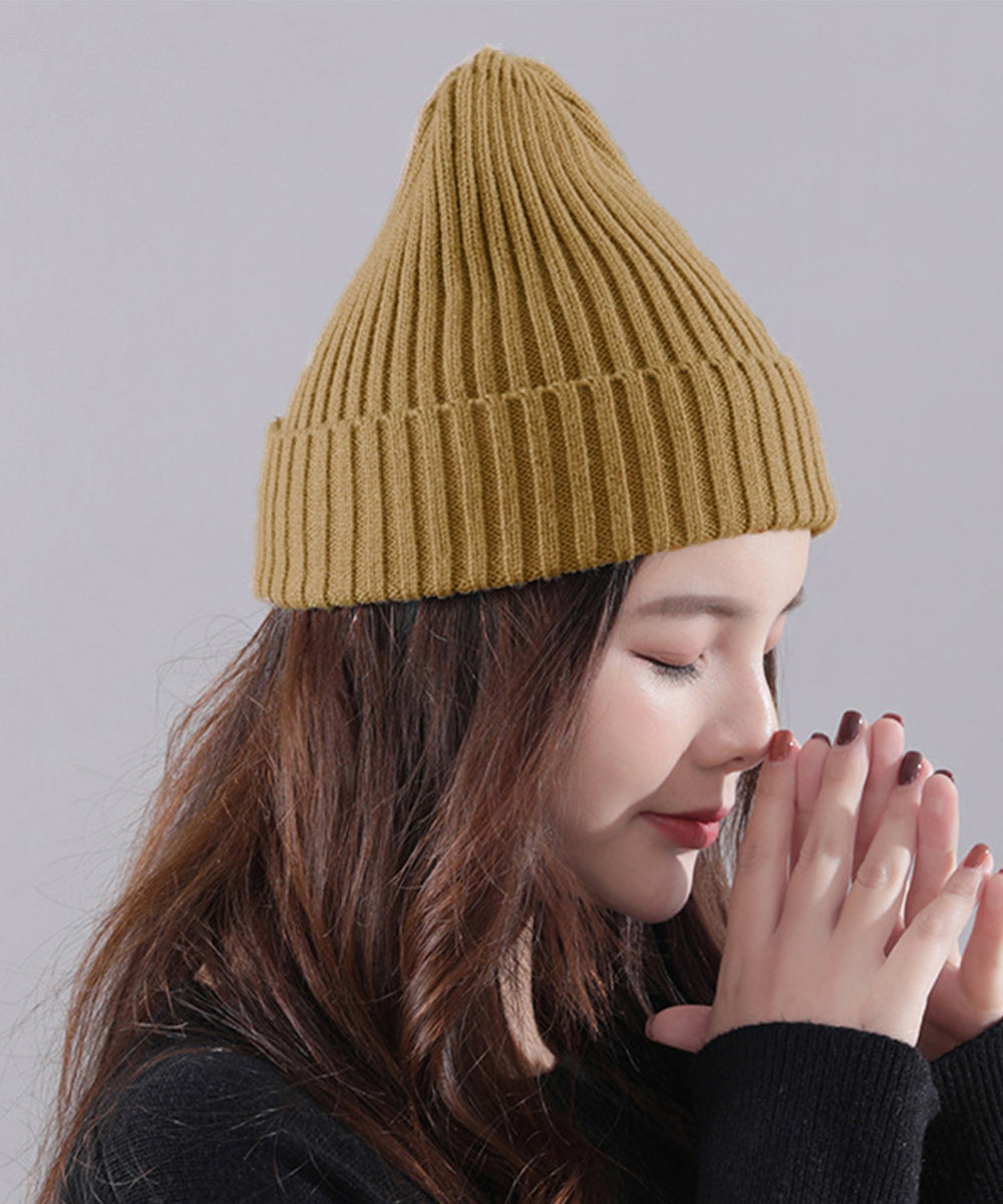 リブニット帽秋冬 シンプルニットビーニー レディース カラフルニットワッチキャップ 防寒ベーシック 小顔帽子韓国風 暖かいペアルック帽 無地カップル帽ユニセックス 1FENGJ-001