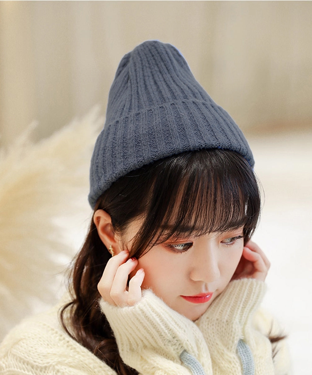 リブニット帽秋冬 シンプルニットビーニー レディース カラフルニットワッチキャップ 防寒ベーシック 小顔帽子韓国風 暖かいペアルック帽 無地カップル帽ユニセックス 1FENGJ-001