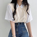 半袖ニットtシャツ レイヤード風Ｔシャツ ベージュ