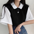 半袖ニットtシャツ レイヤード風Ｔシャツ ブラック