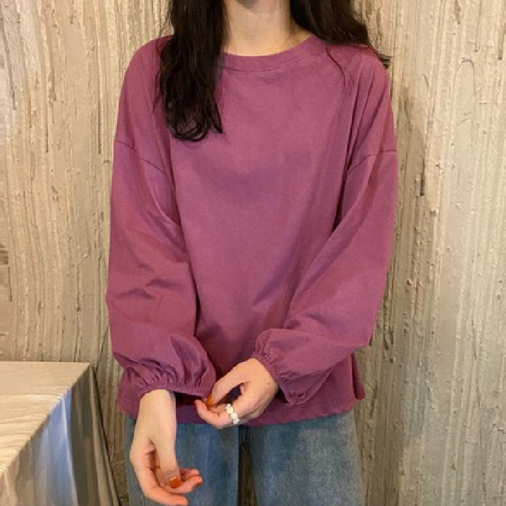 長袖Tシャツ ドロップショルダーtシャツ パープル