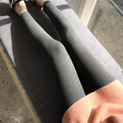 リブ レギンスパンツ レディース 美脚 ダークグレー
