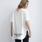 ロングtシャツ レディース 韓国 ロゴT ホワイト