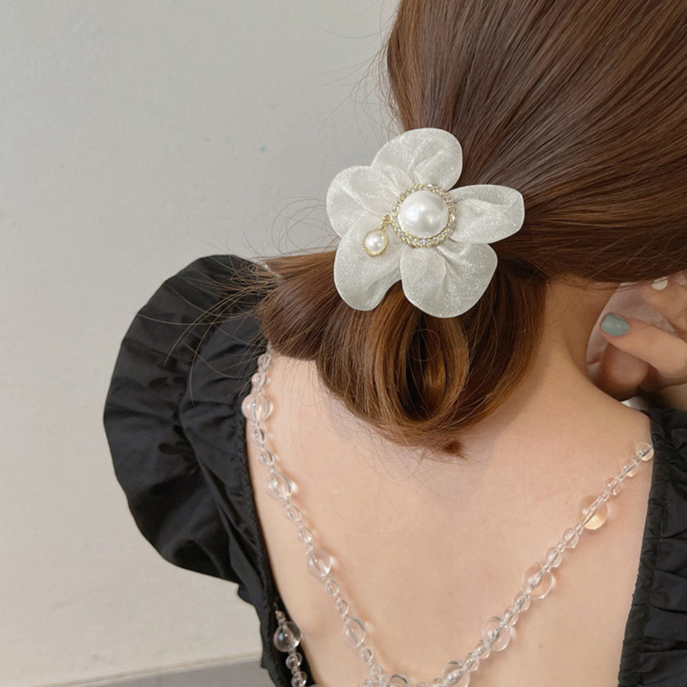 シュシュ レディースお花ヘアアクセサリー オフホワイト