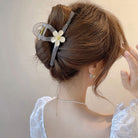 花 ヘアクリップ 大きめ バンスクリップ グレー