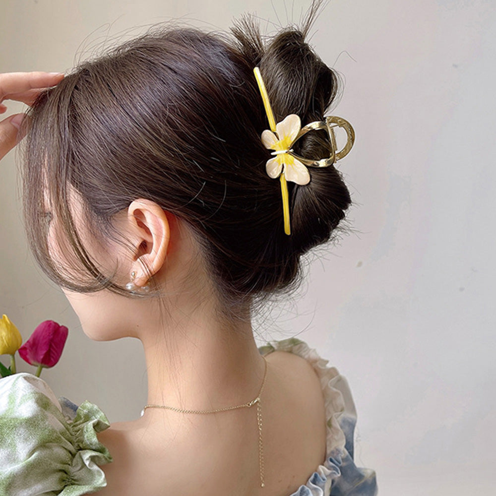 バンスクリップ 大きめ 蝶々ヘアクリップ イエロー