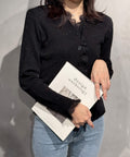 カラーネップヤーンニットカーディガン長袖 レースドッキングニットトップス レディース きれいめVネックニット羽織り キーネックニットソー おしゃれ 春秋冬セーター 1YML-001