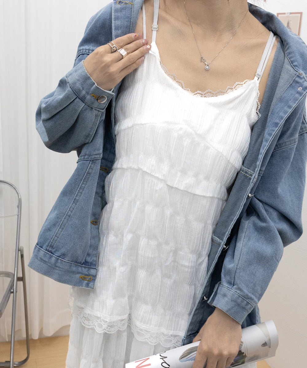 ティアードキャミワンピース レースワンピ 詳細画像21