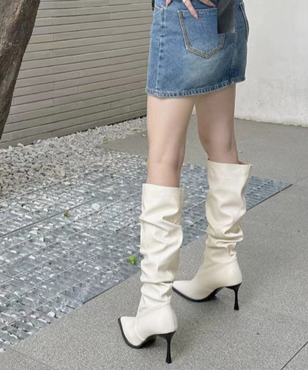 ポインテッドトゥロングブーツピンヒール靴