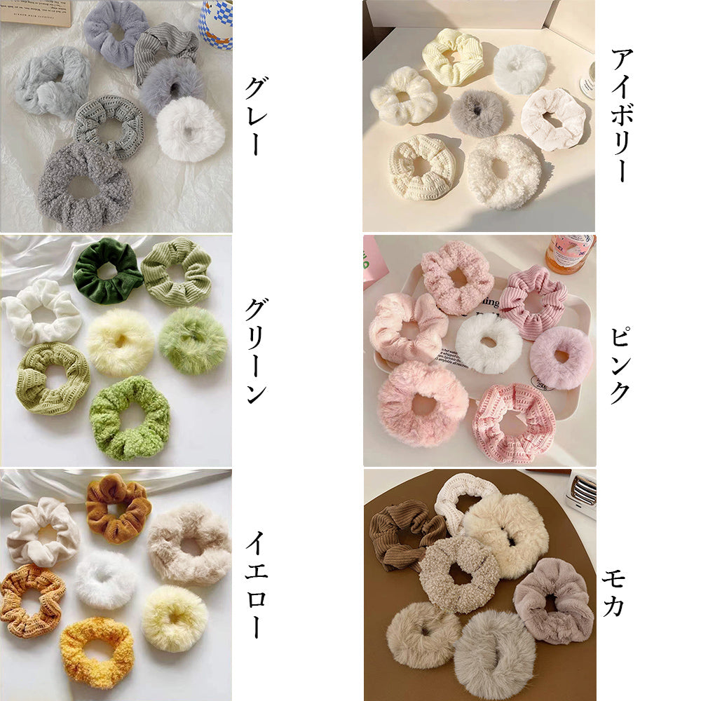 シュシュ 7本セット秋冬ヘアアクセサリー 詳細画像2