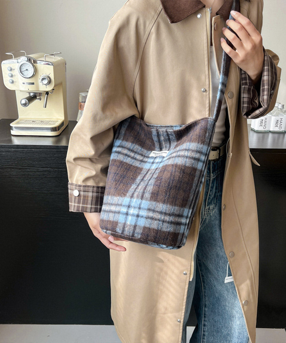 レトロチェックショルダーバッグ肩掛け秋冬
