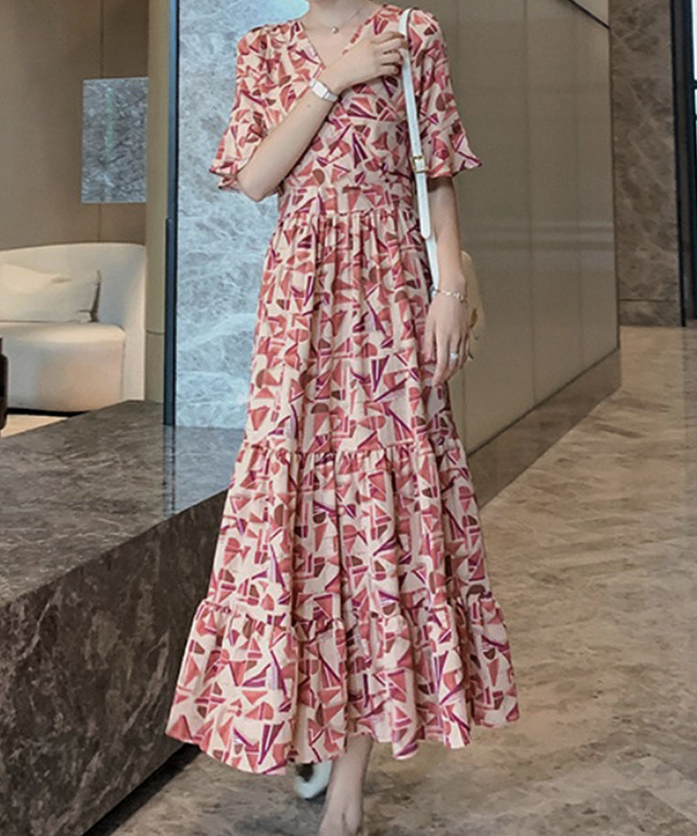 花柄ワンピース5分袖ティアードワンピース 詳細画像12