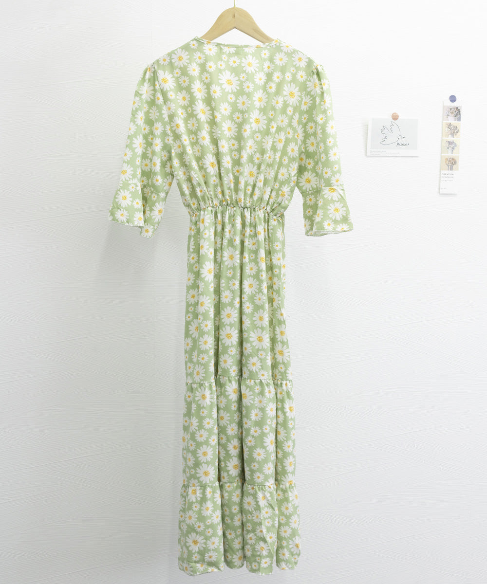 花柄ワンピース5分袖ティアードワンピース 詳細画像28