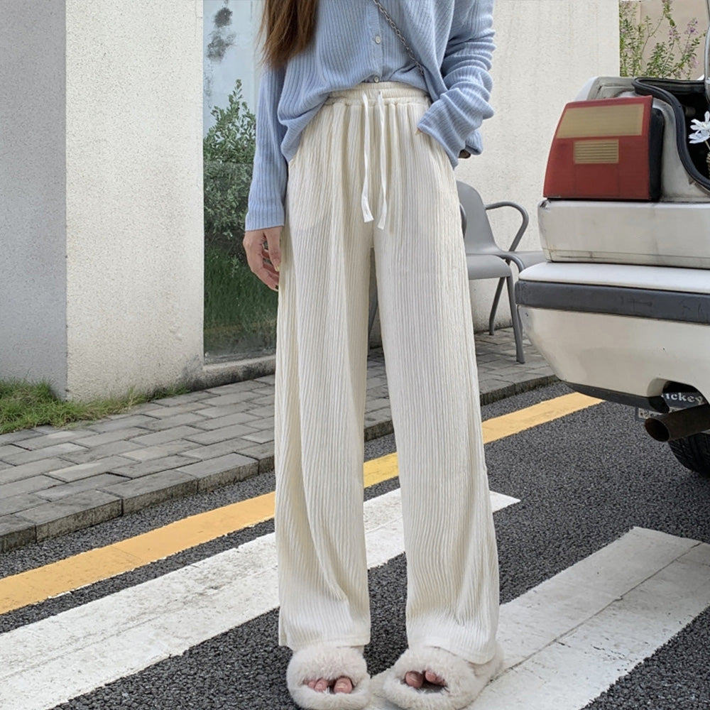 セミワイドパンツハイウエストロングパンツ アイボリー