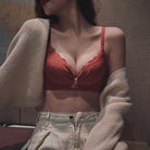 花柄レースブラショーツセット セクシー レッド