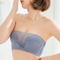 ブラジャーストラップレス落ちない美胸ブラ くすみブルー