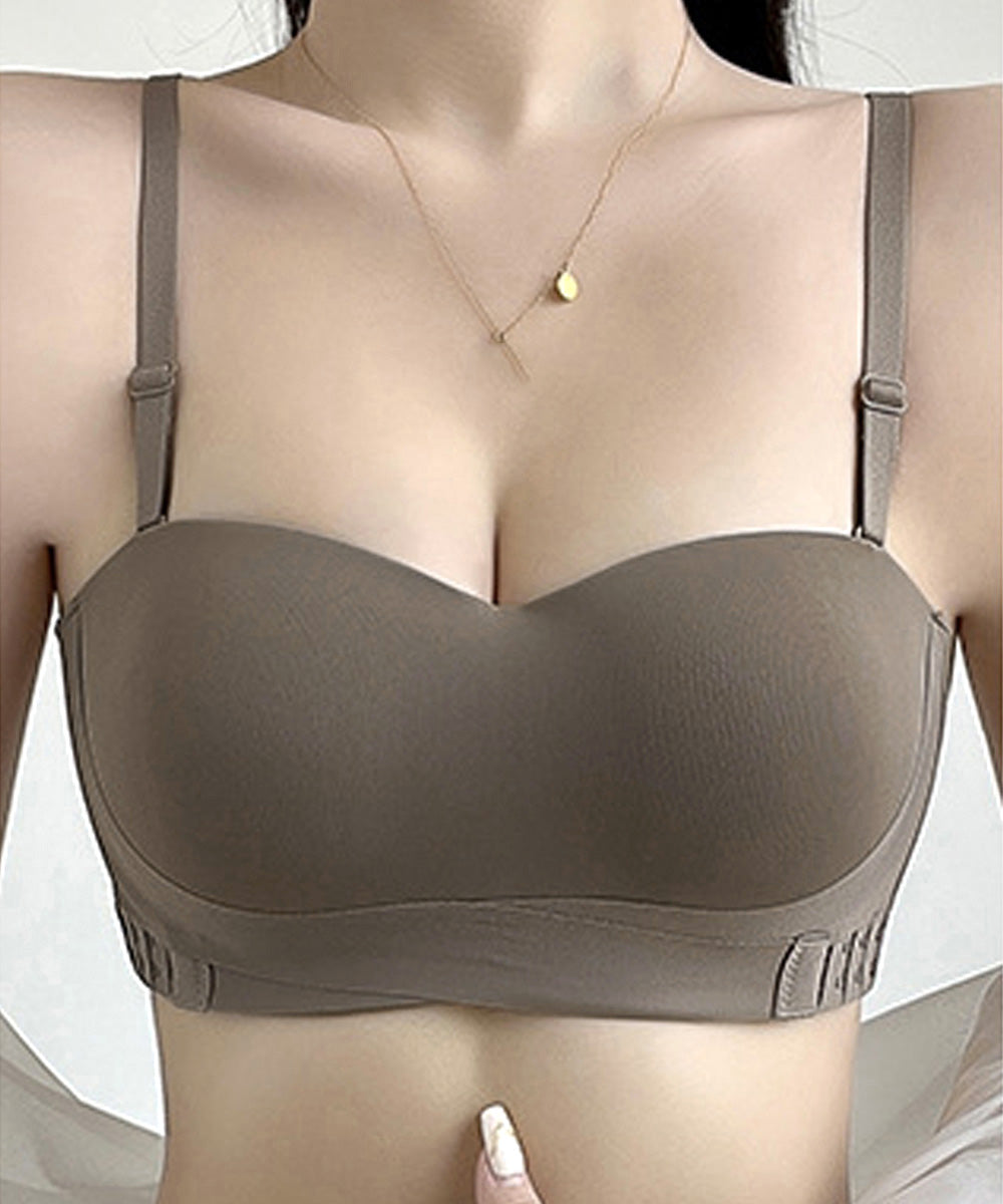 ストラップレスブラ盛れるずれない落ちない ブラウン