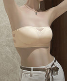 ストラップレスノンワイヤー美胸ブラジャー ピンクベージュ