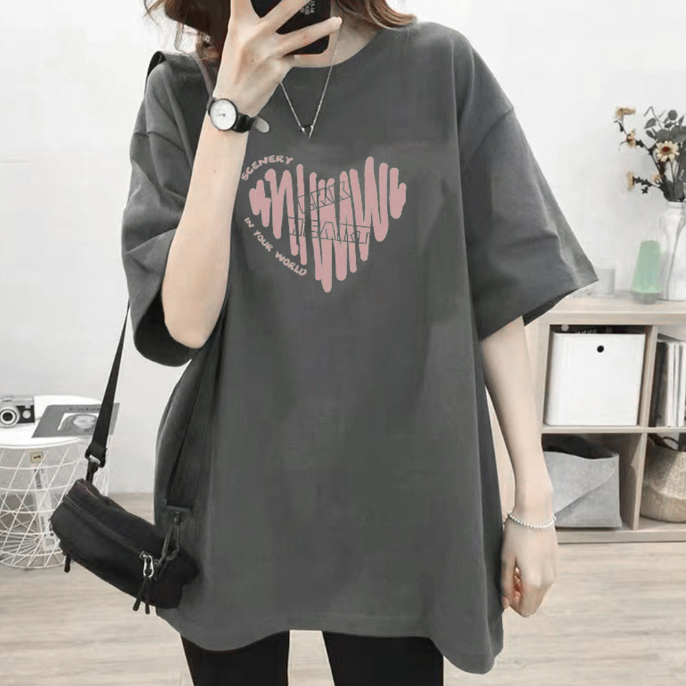 半袖Tシャツレディース 夏 ロゴ 韓国風 ダークグレー
