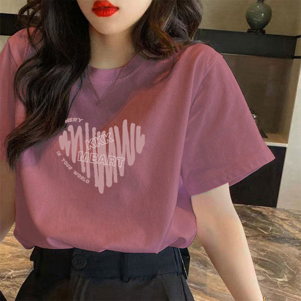 半袖Tシャツレディース 夏 ロゴ 韓国風 くすみピンク
