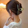 ヘアクリップ大きめアクリルバンスクリップ カーキ