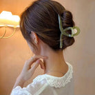 ヘアクリップ大きめアクリルバンスクリップ カーキ