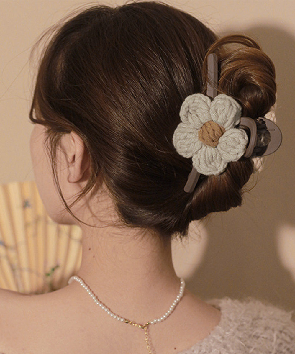 ヘアクリップレディース 花バンスクリップ アイボリー