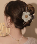 ヘアクリップレディース 花バンスクリップ アイボリー