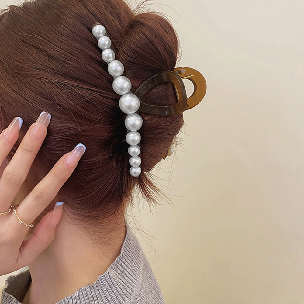 ヘアクリップ 大きめヘアアクセサリー黒 ブラウン