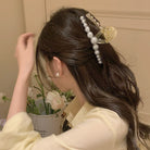 ヘアクリップ 大きめヘアアクセサリー黒 アイボリー