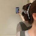 ヘアクリップ 大きめヘアアクセサリー黒 ライトグレー