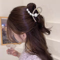 ヘアクリップ バンスクリップ パール付き ベージュ