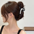 ヘアクリップ バンスクリップ パール付き ブラック