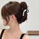 ヘアクリップ バンスクリップ パール付き ブラック
