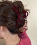 ツイストリボンヘアクリップ 韓国風髪留め ヘアアクセサリーバンスクリップ ベロア風起毛感 ツイストデザインヘアアクセ ヘアアレンジ 髪飾り大きめ ガーリーパーティ 21SHIPIN-123