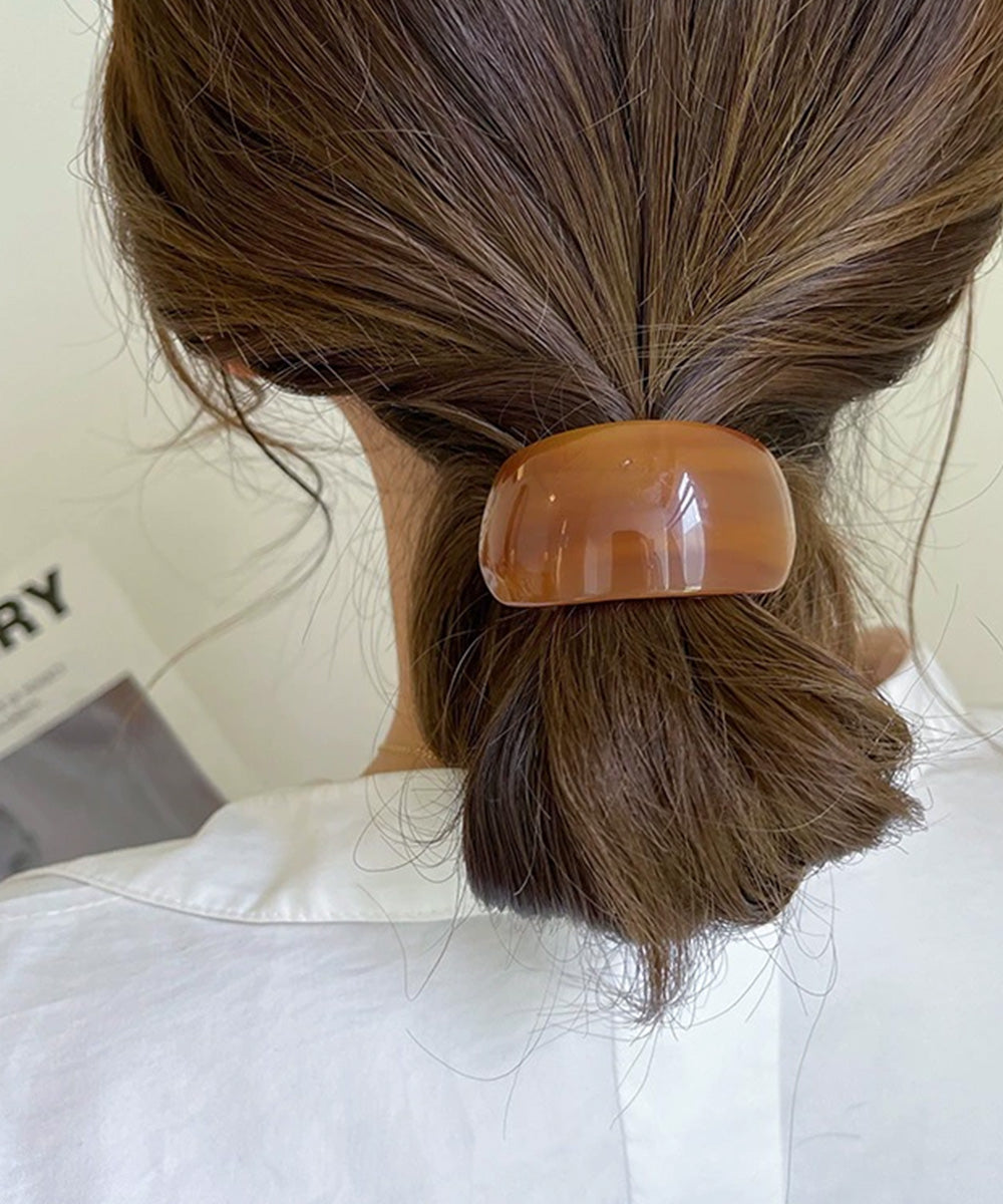 ミックスカラーカーブヘアゴムレトロお洒落 キャメル