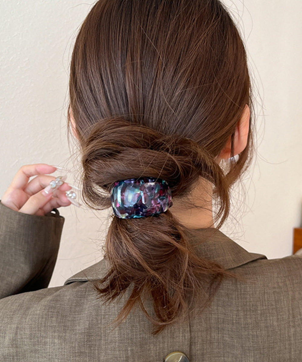 ミックスカラーカーブヘアゴムレトロお洒落 ダークパープル