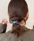 ミックスカラーカーブヘアゴムレトロお洒落 ダークパープル