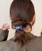 ミックスカラーカーブヘアゴムレトロお洒落 ダークパープル