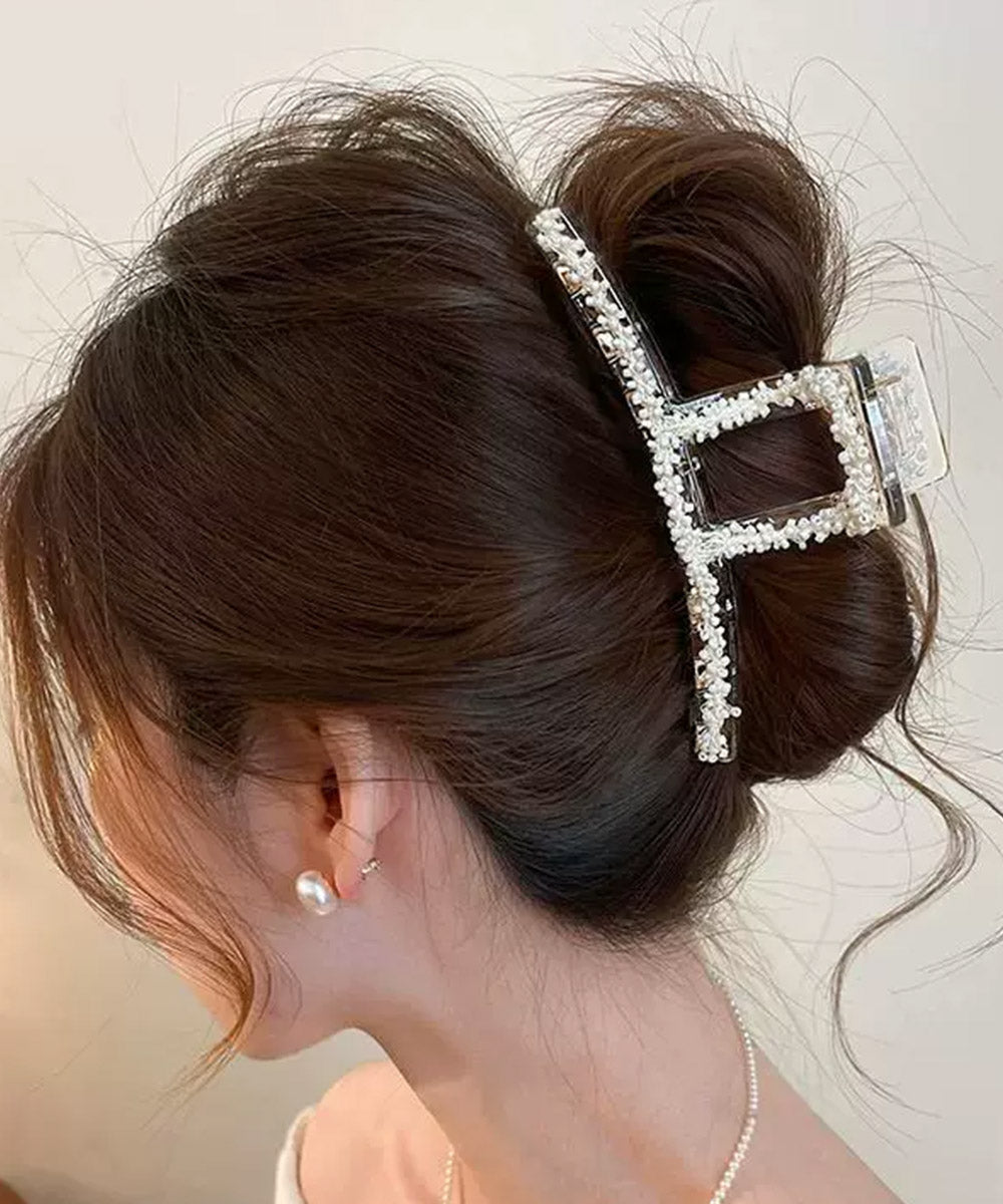 韓国風バンスクリップ クリアヘアクリップ パール調ヘアアクセサリー ビーズデザインヘアクリップ まとめ髪大人可愛い上品 フェミニン おしゃれヘアアクセハーフアップ 21SHIPIN-131